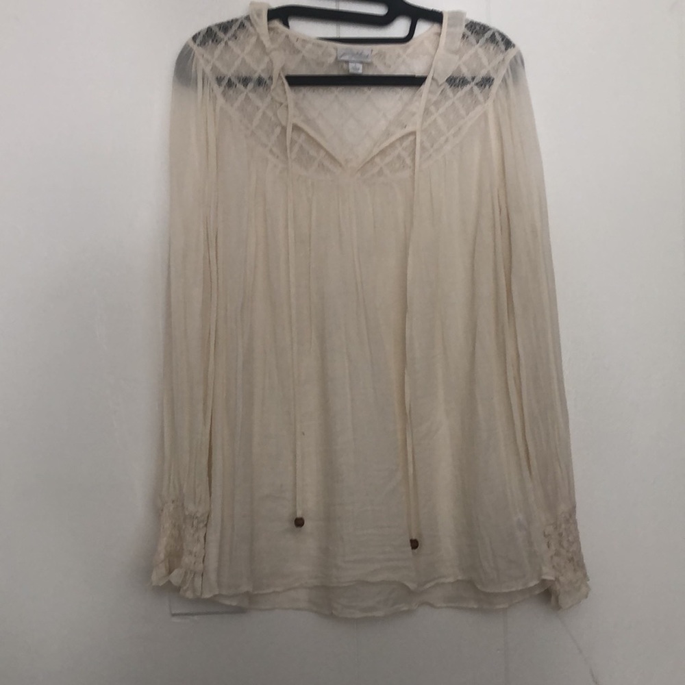 Jovovich-Hawk white lace poet shirt